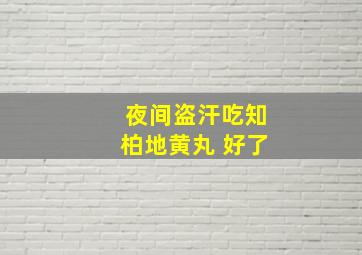 夜间盗汗吃知柏地黄丸 好了